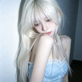 Load image into Gallery viewer, Moonlight White Cool White Gold Wig Women's High Level Long Straight Hair Air Bangs Sweet Girl Wind Natural Wig Cover