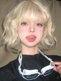 Load image into Gallery viewer, Small fry wig female platinum fluffy short curly hair full head cover Internet celebrity personality temperament lazy wind short age reduction roll