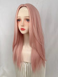 Load image into Gallery viewer, Female wig pink cos medium soft cute fashion long straight hair natural princess temperament trimming Internet celebrity hair cover