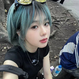 Load image into Gallery viewer, Blue wig one size fits all short hair y2k full head cover female universal cos subculture Lolita full set of small fry