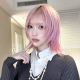 Load image into Gallery viewer, Japanese pink JK high-level wig women's short hair two-dimensional COS warped head y2 daily spice girl whole wig