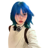 Load image into Gallery viewer, Small fry blue gradual change wig short hair full head female hottie y2k girl group Bobo head lolita whole top