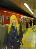 Load image into Gallery viewer, Lemon yellow wig princess cut hair style Internet celebrity long straight hair Lolita natural realistic jk full headgear