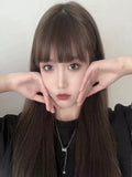 Load image into Gallery viewer, Wig female summer long hair natural full head cover black long straight hair fashion air bangs simulation Internet celebrity full head wig