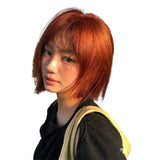 Load image into Gallery viewer, Autumn and winter wig women's short hair orange new Bobo head cute age reduction shoulder imitation full real girl group full head cover JK