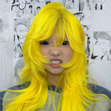 Load image into Gallery viewer, Halloween Japanese subculture wig long curly hair Internet celebrity lemon yellow babes jk Asian wind can catch full headgear