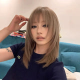 Load image into Gallery viewer, High-level wig gray-brown medium and long clavicle hair female full head cover cute COS Japanese light-colored broken hair whole top