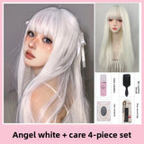 Load image into Gallery viewer, Internet celebrity blonde wig female long hair temperament fashion long straight hair daily age reduction lolita natural realistic jk full head