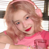 Load image into Gallery viewer, Wig female short curly hair Internet celebrity natural bangs lolita realistic gold pink full headgear jk soft girl egg roll cool