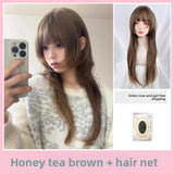 Load image into Gallery viewer, Jellyfish head wig full head cover female long hair age reduction subculture long hair Internet celebrity JK cool handsome head y2k brown cos