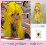 Load image into Gallery viewer, Halloween Japanese subculture wig long curly hair Internet celebrity lemon yellow babes jk Asian wind can catch full headgear