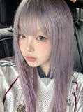 Load image into Gallery viewer, Purple-gray wig Female Internet celebrity long straight hair JK headgear full cos wig cover 2025 new summer thin