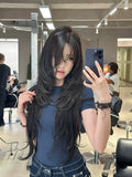 Load image into Gallery viewer, Korean super long high-level new wig black temperament medium long straight hair lolita women's full headgear extended version
