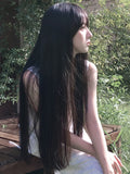 Load image into Gallery viewer, Mori Hong Kong style black female long hair lolita Mori JK photo super long straight hair natural full hood