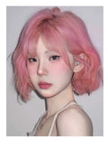 Load image into Gallery viewer, Fry pink wig short hair full hood female y2k girl group pink cos babes lolita shoulder length hair curly straight hair