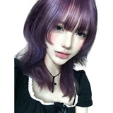 Load image into Gallery viewer, Summer new subculture wig female medium long hair purple JK mullet head collarbone hair whole top JK natural full hood