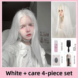 Load image into Gallery viewer, New Internet celebrity super long wig pink Mori photo long straight hair girl group JK Hong Kong style full head wig