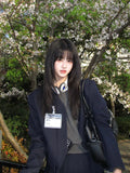 Load image into Gallery viewer, Black wig female long hair new layered long straight hair round face lolita natural JK cute Shaoluo full headgear