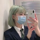 Load image into Gallery viewer, Wig girl summer short hair mint milk green new Bobo head age reduction shoulder imitation full real girl group full head cover