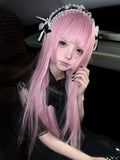 Load image into Gallery viewer, Princess cut wig female long hair Japanese Internet celebrity long straight hair rice pink less lolita full headgear