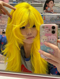 Load image into Gallery viewer, Halloween Japanese subculture wig long curly hair Internet celebrity lemon yellow babes jk Asian wind can catch full headgear