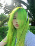 Load image into Gallery viewer, Fluorescent green medium wig female long hair full hood cool handsome y2k long straight hair lolita color jk