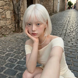Load image into Gallery viewer, Wig Female Korean Nun Face Platinum Age Reduction Short Hair Daily Repair Bobo Head Breathable Full Headgear