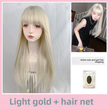 Load image into Gallery viewer, Internet celebrity blonde wig female long hair temperament fashion long straight hair daily age reduction lolita natural realistic jk full head