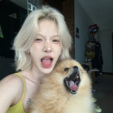 Load image into Gallery viewer, Japanese and Korean new wig women's platinum medium points short warped hair Lolita Internet celebrity full top temperament full headgear