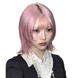 Load image into Gallery viewer, Japanese pink JK high-level wig women's short hair two-dimensional COS warped head y2 daily spice girl whole wig