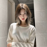 Load image into Gallery viewer, Wig female full headgear beauty high medium bangs fashion new y2k Maillard style Internet celebrity high cranial top fluffy