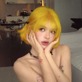 Load image into Gallery viewer, Lemon yellow wig Internet celebrity subculture short hair one size fits all cos Japanese lolita y2k hair