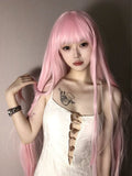 Load image into Gallery viewer, Super long wig pink Mori photo long straight hair girl group JK Hong Kong style full head wig