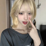 Load image into Gallery viewer, Internet celebrity white gold wig medium long collarbone medium long hair JK girl Lolita fashion high temperature silk hair cover