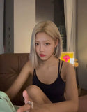 Load image into Gallery viewer, Front lace medium wig female summer short hair beige Bobo head age reduction imitation full real girl group full headgear