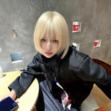 Load image into Gallery viewer, Wig female short hair short straight hair natural Internet celebrity simulation human daily bobo head bangs realistic flaxen full headgear