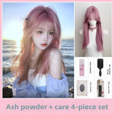 Load image into Gallery viewer, Japanese pink wig female long hair JK full head cover female hottie y2k female group collarbone hair lolita whole top