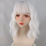 Load image into Gallery viewer, Soft girl LOLITA wig COS silver and white short curly hair Halloween fake hair realistic fashion European and American style hair cover