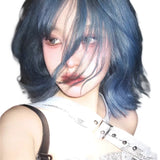 Load image into Gallery viewer, Happy small fry blue wig short hair full hood female color daily lolita short curly hair jk Japanese Korean y2