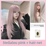 Load image into Gallery viewer, High-level pink wig female long straight hair y2k hottie full headgear lolitacos universal medium high-level jk