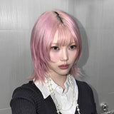 Load image into Gallery viewer, Japanese pink JK high-level wig women's short hair two-dimensional COS warped head y2 daily spice girl whole wig