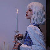 Load image into Gallery viewer, Soft girl LOLITA wig COS silver and white short curly hair Halloween fake hair realistic fashion European and American style hair cover