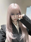 Load image into Gallery viewer, High-level pink wig female long straight hair y2k hottie full headgear lolitacos universal medium high-level jk