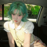 Load image into Gallery viewer, Japanese mint green wig women's short hair full head cover short curly hair cos dopamine JK full wig cover