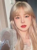Load image into Gallery viewer, Wig live streaming host girl group Lisa same sweet cute light white gold natural realistic long straight hair wig