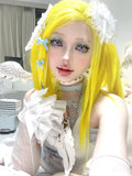Load image into Gallery viewer, Wig female medium split long straight hair lemon yellow Japanese full head lolita Internet celebrity natural jk subculture hottie