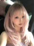Load image into Gallery viewer, Japanese pink JK high-level cute wig female full head cover COS long straight soft sister Yabi full hair cover