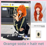 Load image into Gallery viewer, Halloween wig Internet celebrity orange jellyfish head high-level clavicle hair JK daily fluffy short hair full head cover