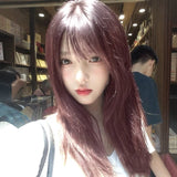 Load image into Gallery viewer, Autumn and winter white hair color pink brown wig female long hair Internet celebrity lolita daily jk broken bangs full headgear medium long hair