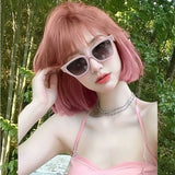 Load image into Gallery viewer, Short hair wig female Japanese hairstyle gradual change pink lolita girl Bobo head round face simulation wig cover summer